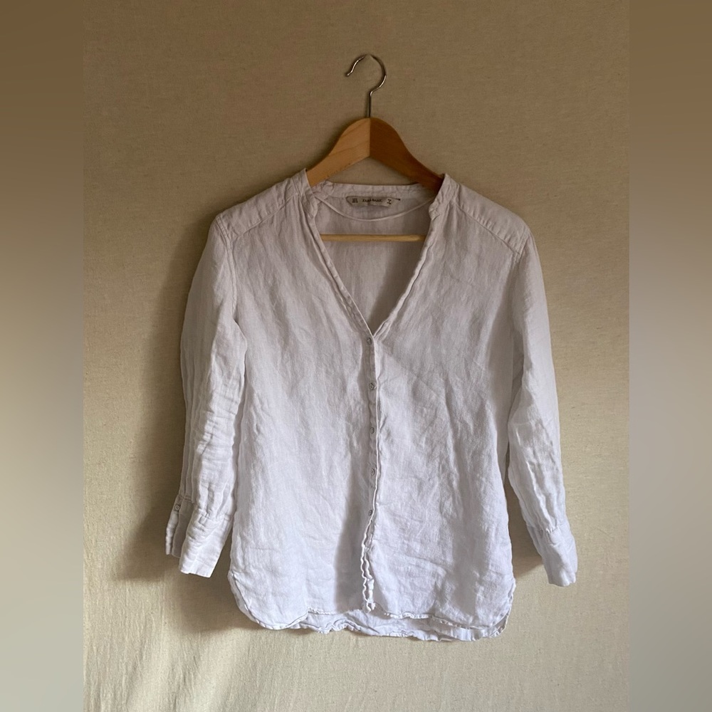 White linen button down